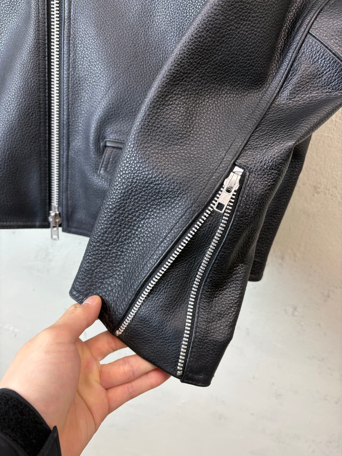 도프제이슨 카우하이드 레더 라이더 자켓 블랙 상품이미지5