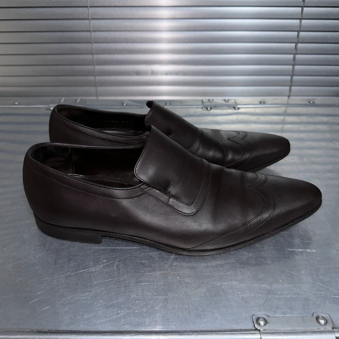 00s 빈티지 구찌 가죽 포이트 토 로퍼 상품이미지5