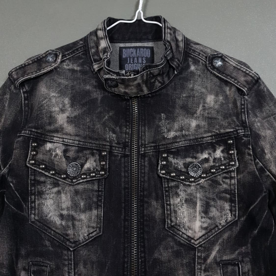 XL) 버커루 진스 오리지널 웨스턴 워싱 흑청 데님 트러커 집업 자켓 상품이미지3