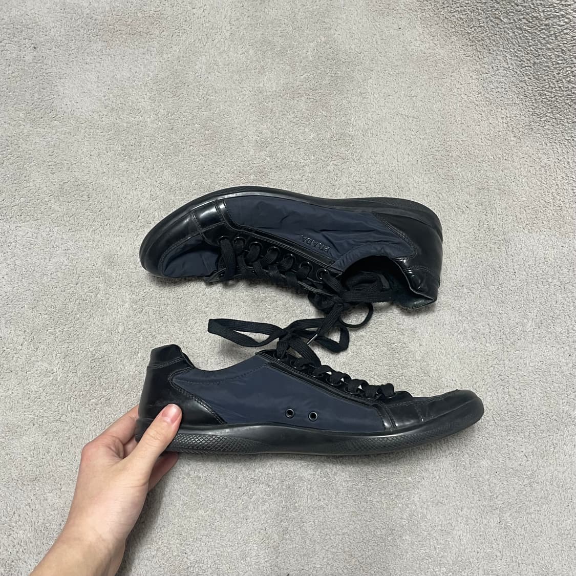 270) 프라다 스포츠 레더 나일론 메탈 로고 트레이너 스니커즈 상품이미지2