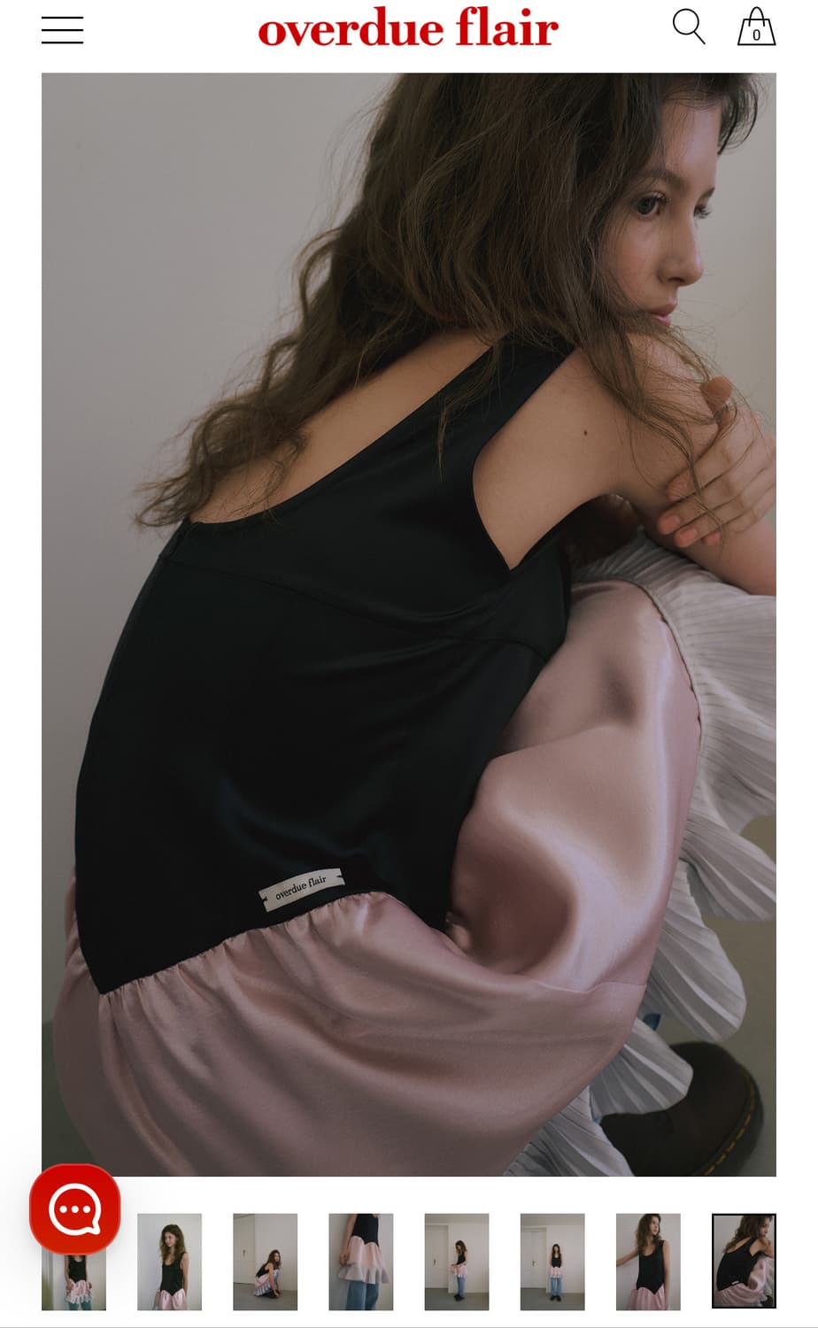 오버듀플레어 블랙/핑크 실크 프릴 드레스 상품이미지4