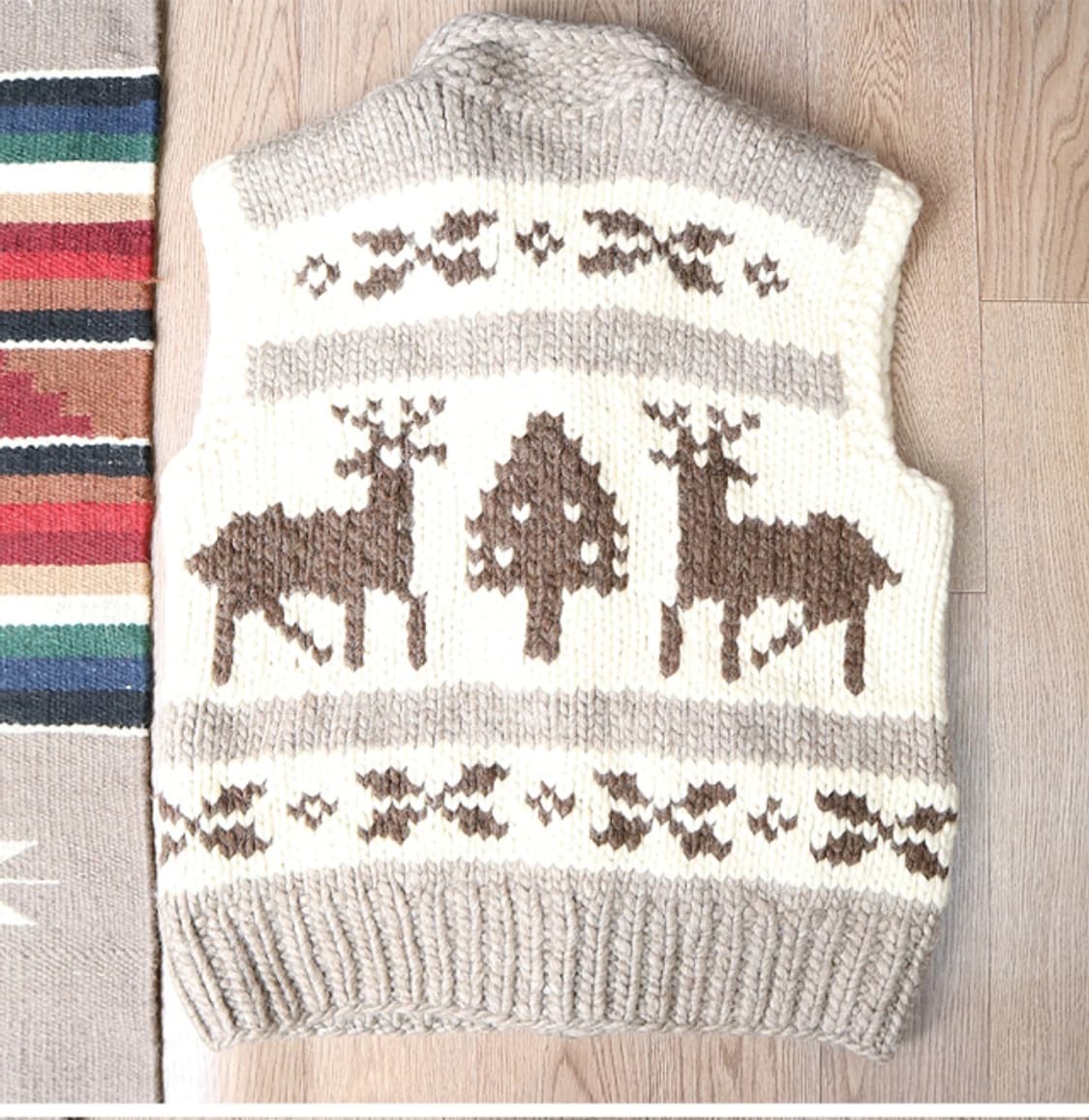 캐나다 핸드메이드 양모100% 인디언 코위찬 베스트 스웨터  상품이미지6