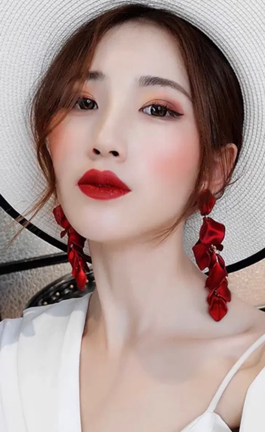 아크릴 장밋잎 레드플라워 꽃 드롭귀걸이 롱귀걸이 상품이미지6