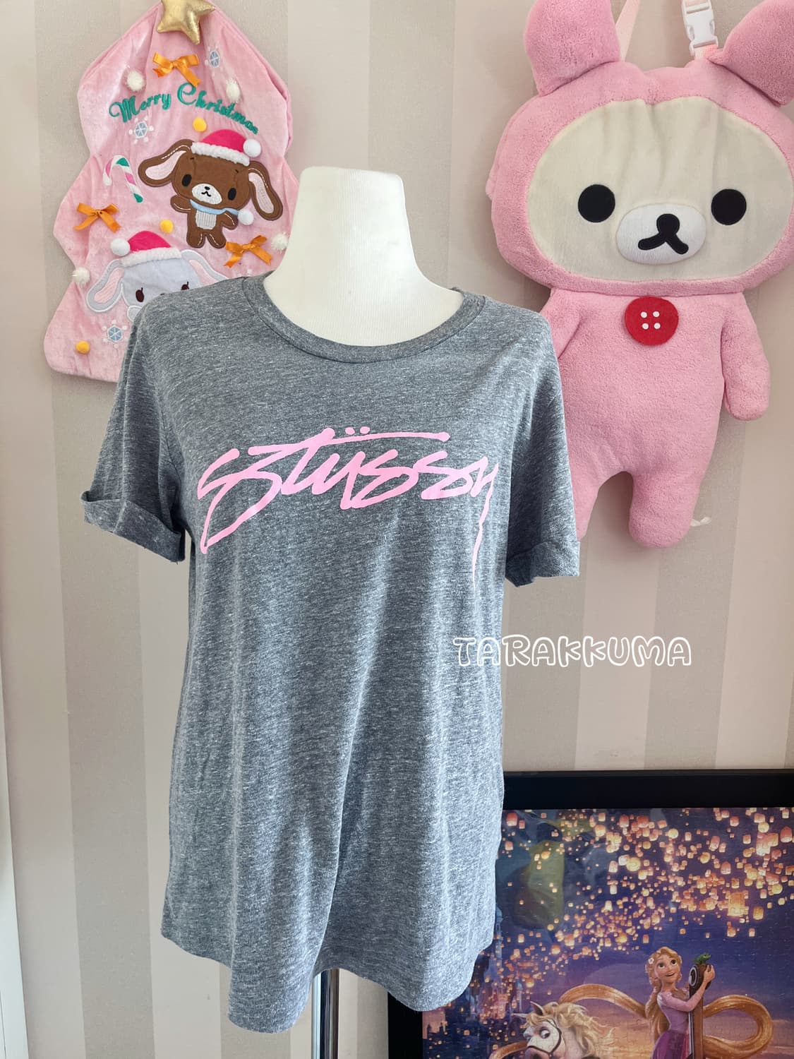 Stussy 스투시 그레이핑크 반팔티 빈티지 상품이미지1