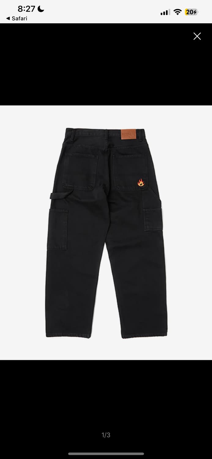 위캔더스 불꽃 카펜터 데님 워크 팬츠 블랙 M 상품이미지1