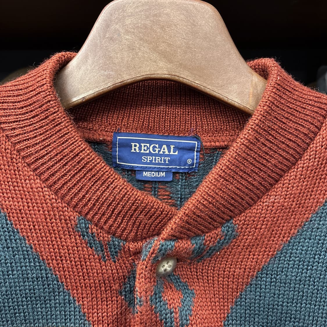 90s 빈티지 자카드 나바호 패턴 헨리넥 울 스웨터 상품이미지5