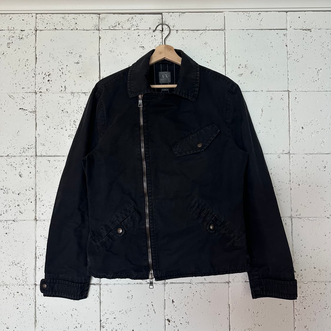 M 아르마니 워시드 라이더 자켓 블랙 상품이미지1