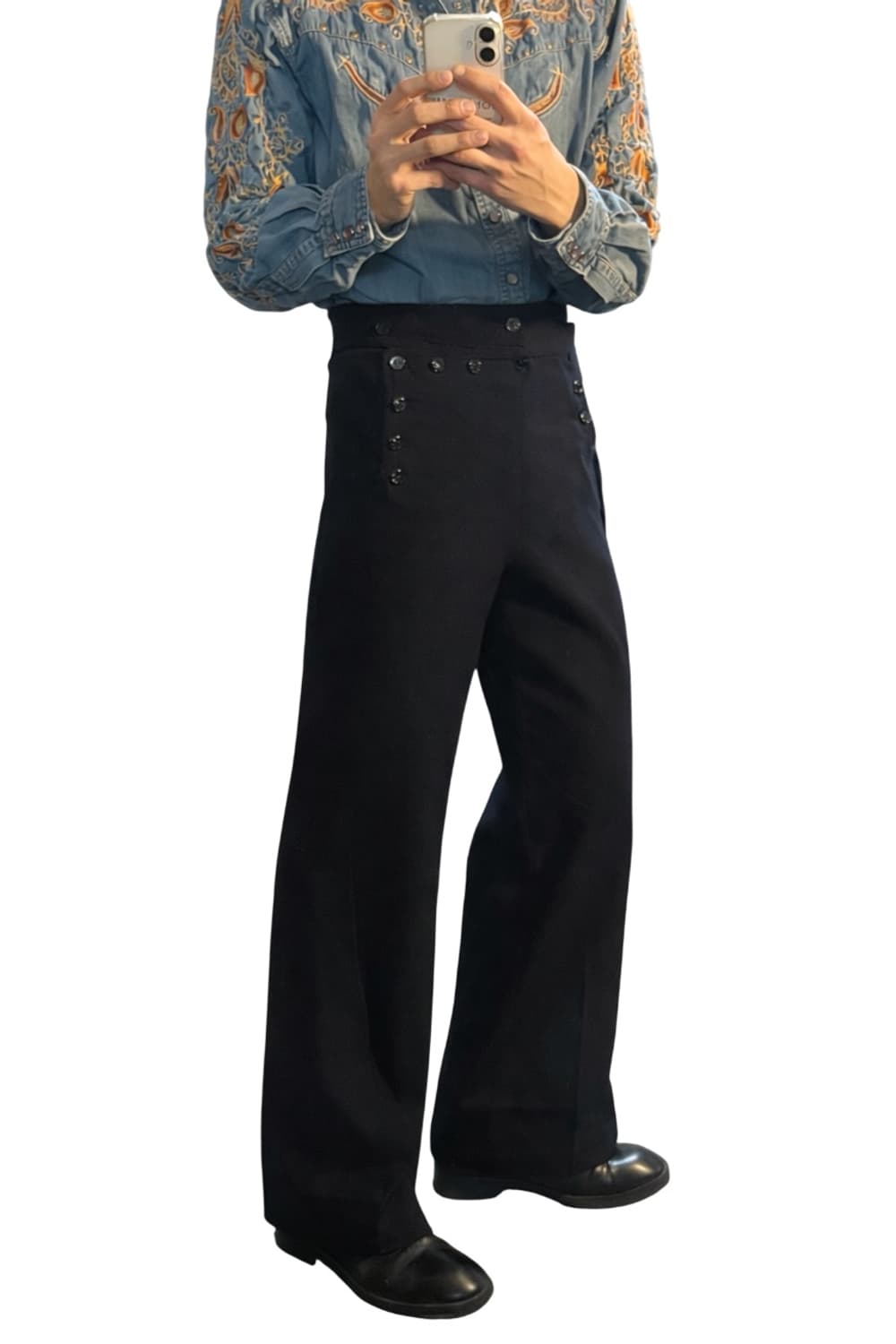 70s USN 울 해군 세일러 벨바텀 팬츠 30사이즈 플레어 상품이미지2