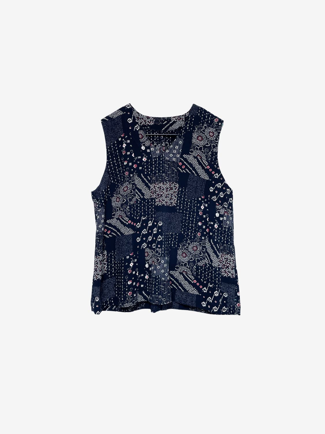 Retro Pattern V-Neck Sleeveless 상품이미지1
