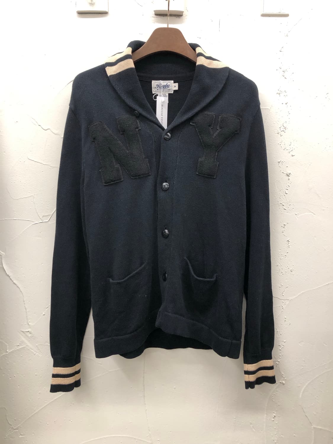 폴로 럭비 라인 숄카라 니트 가디건 상품이미지1