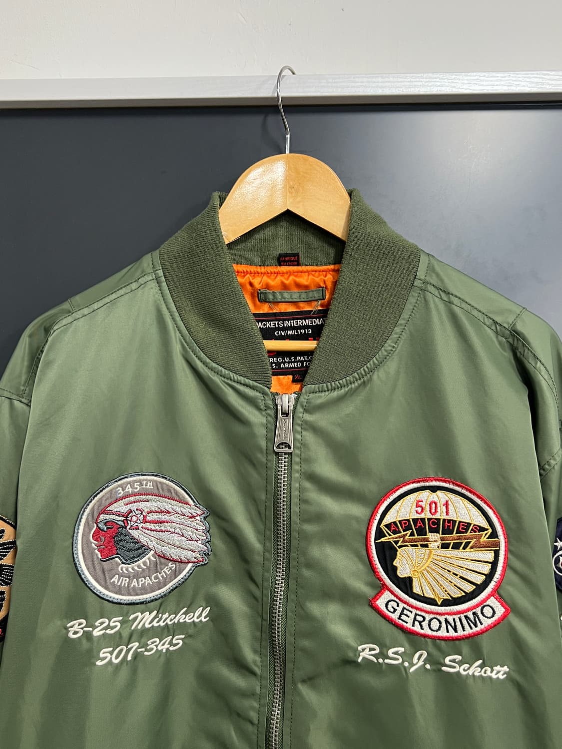 Schott 쇼트 B-25 인디안 패치 ma-1 항공 자켓 상품이미지2