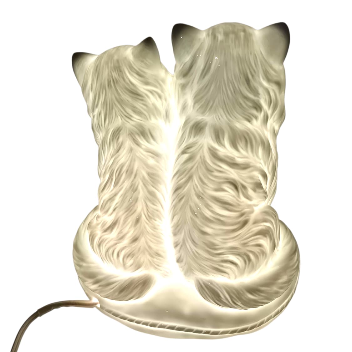 80s 이탈리아 드먼 포셀린 페르시안 고양이 램프 상품이미지3