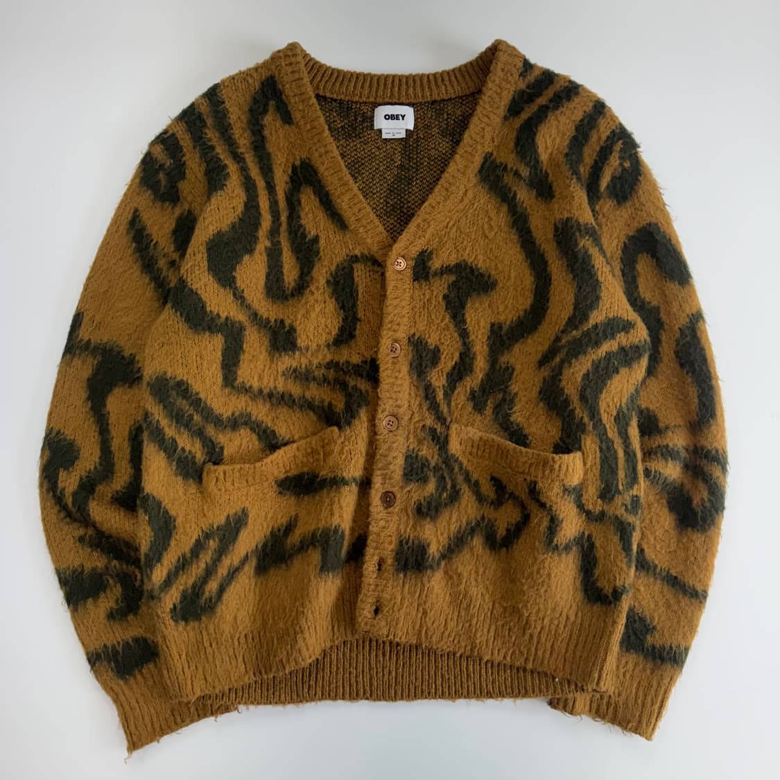 Obey 오베이 패턴 브라운 니트 가디건 상품이미지3
