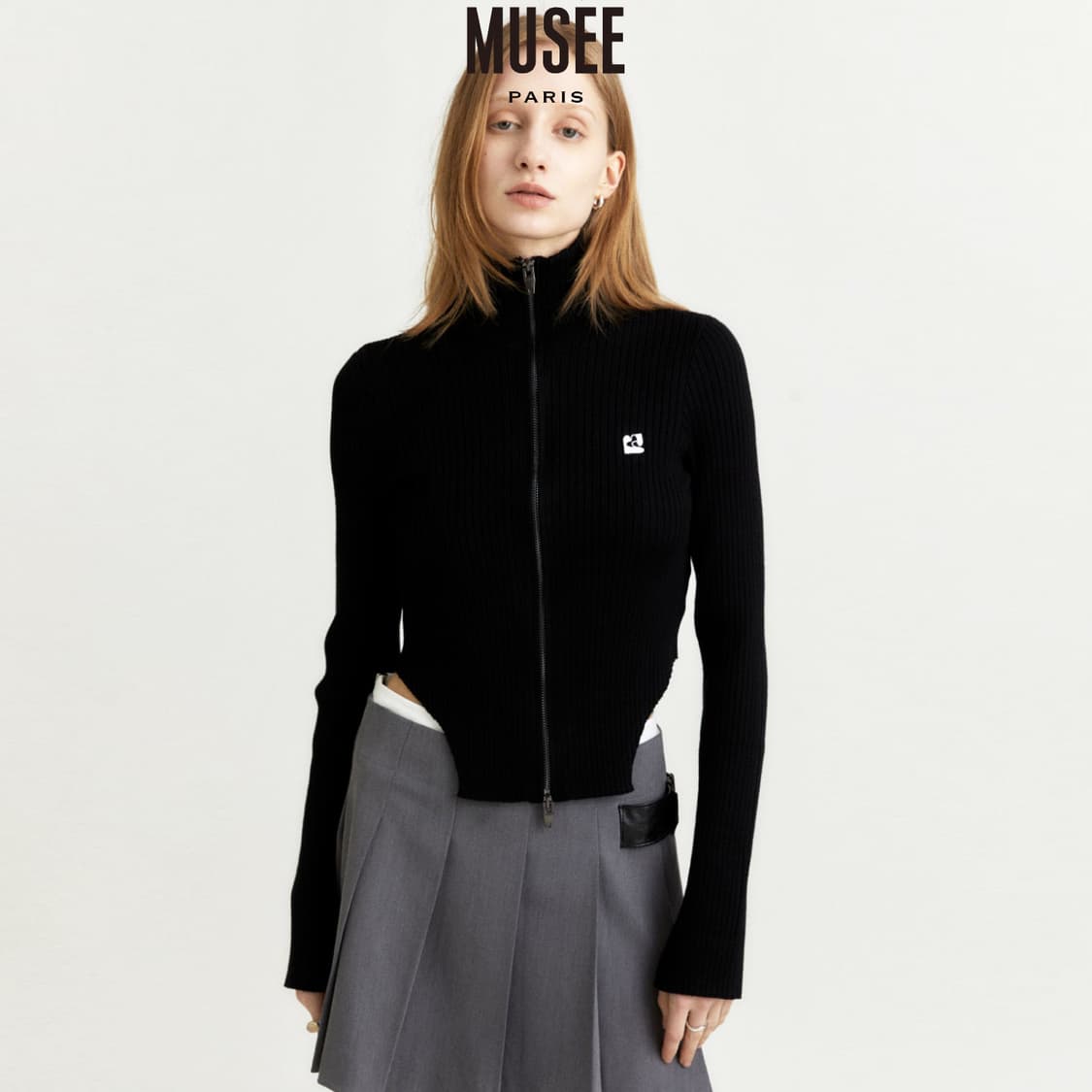 뮤제(MUSEE) 아베크 언발란스 집업 니트가디건 55 상품이미지1
