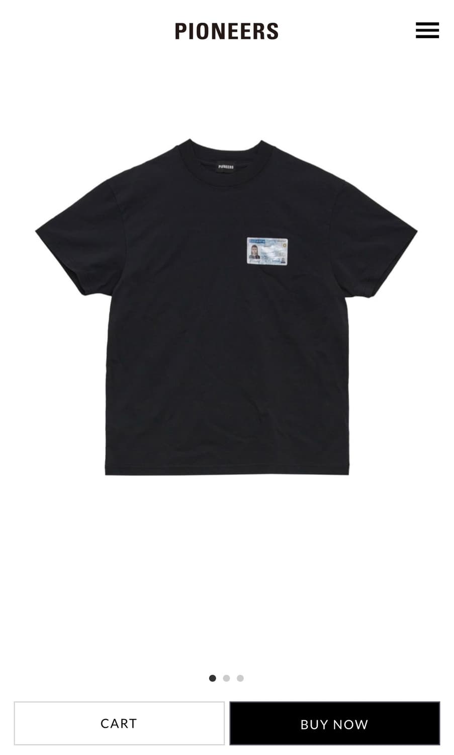 pioneers 파이오니어스 ID CARD T-SHIRTS 블랙 L 상품이미지1