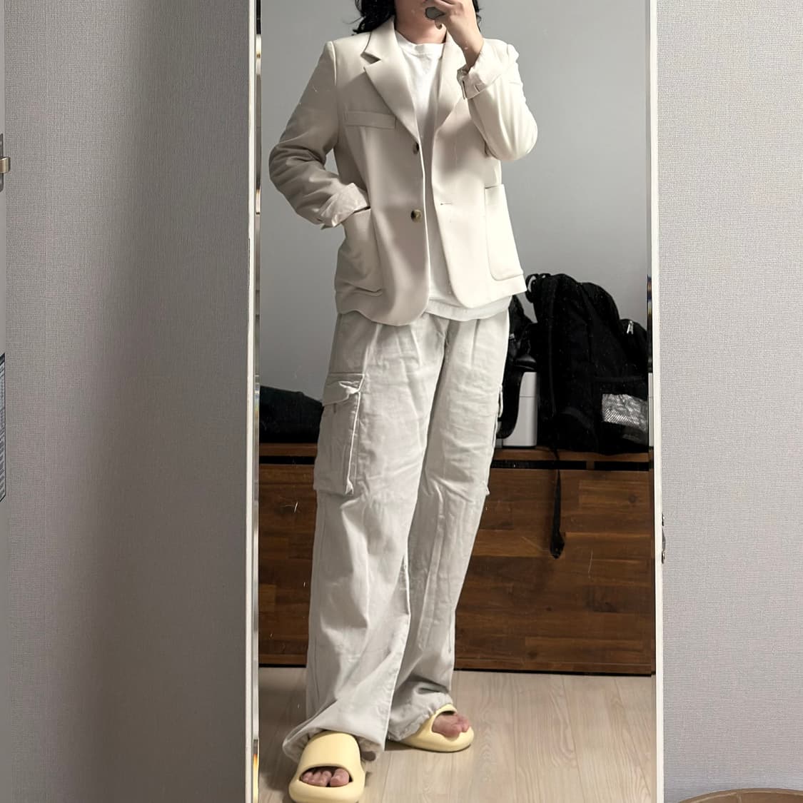 98프로젝트 아이보리 미니 블레이저 자켓 세미크롭 상품이미지2