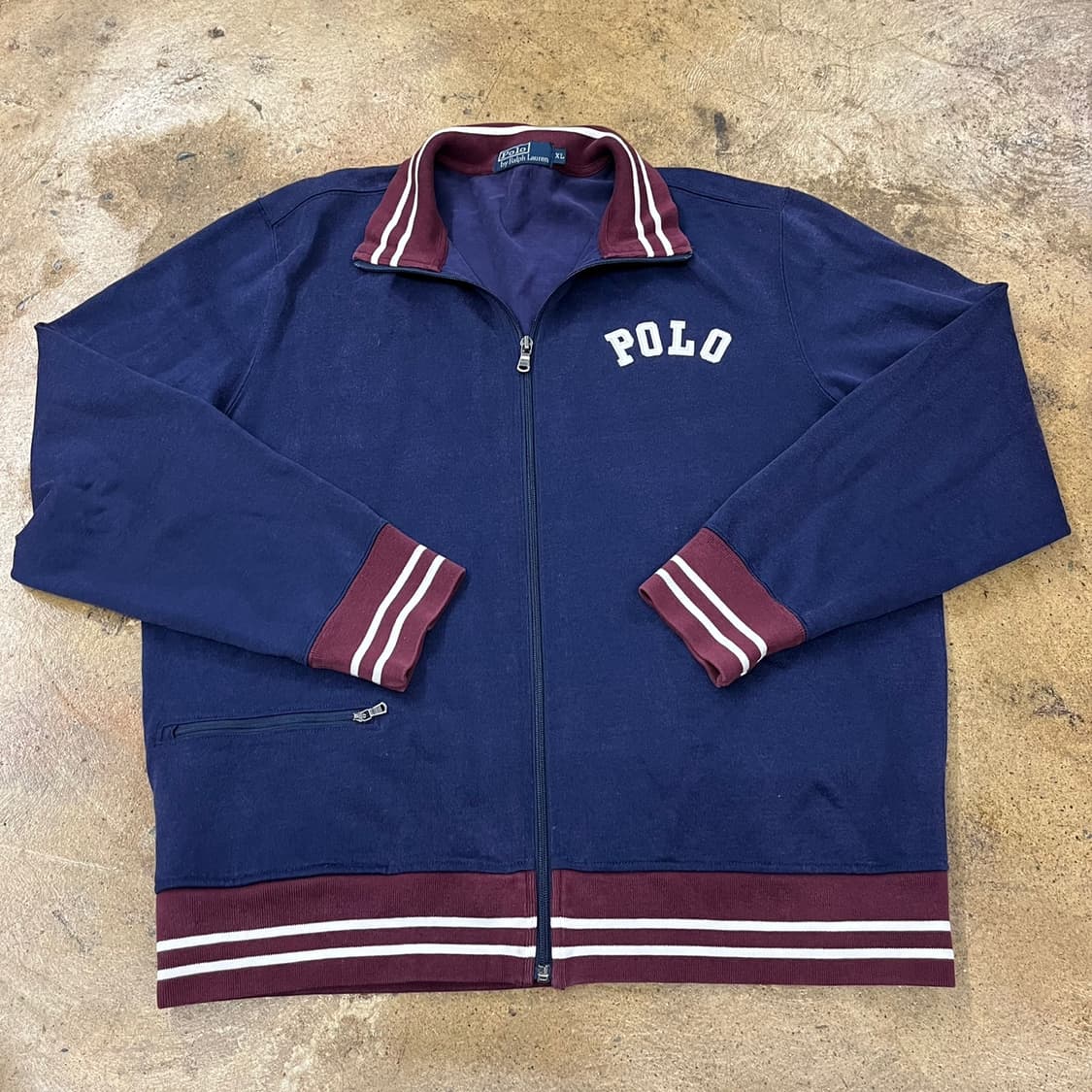 폴로 랄프로렌 네이비 버건디 코튼 면 집업  상품이미지2