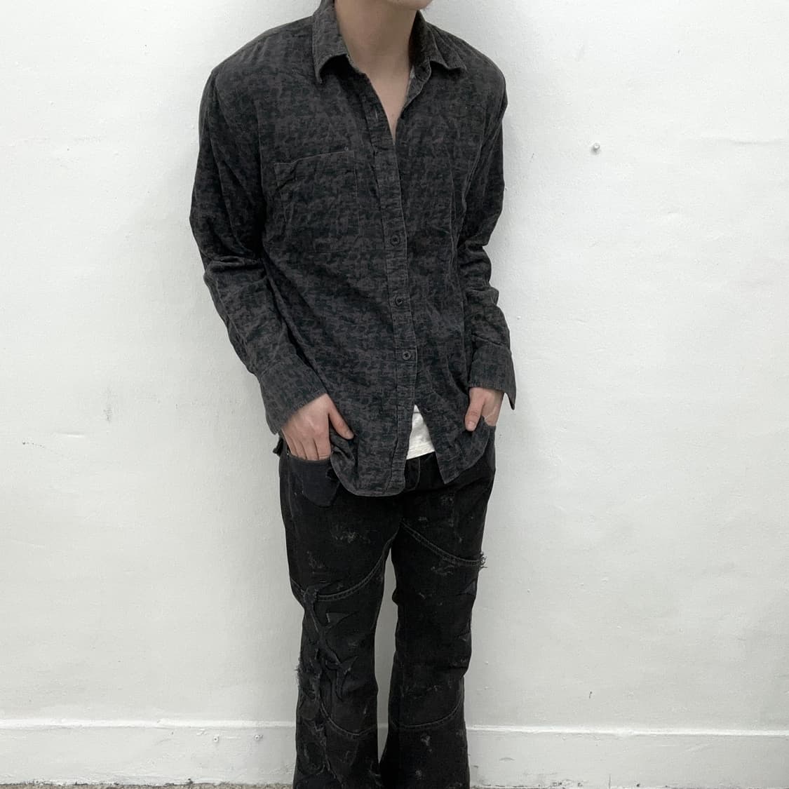 burgundy noisy bleach shirts  상품이미지1