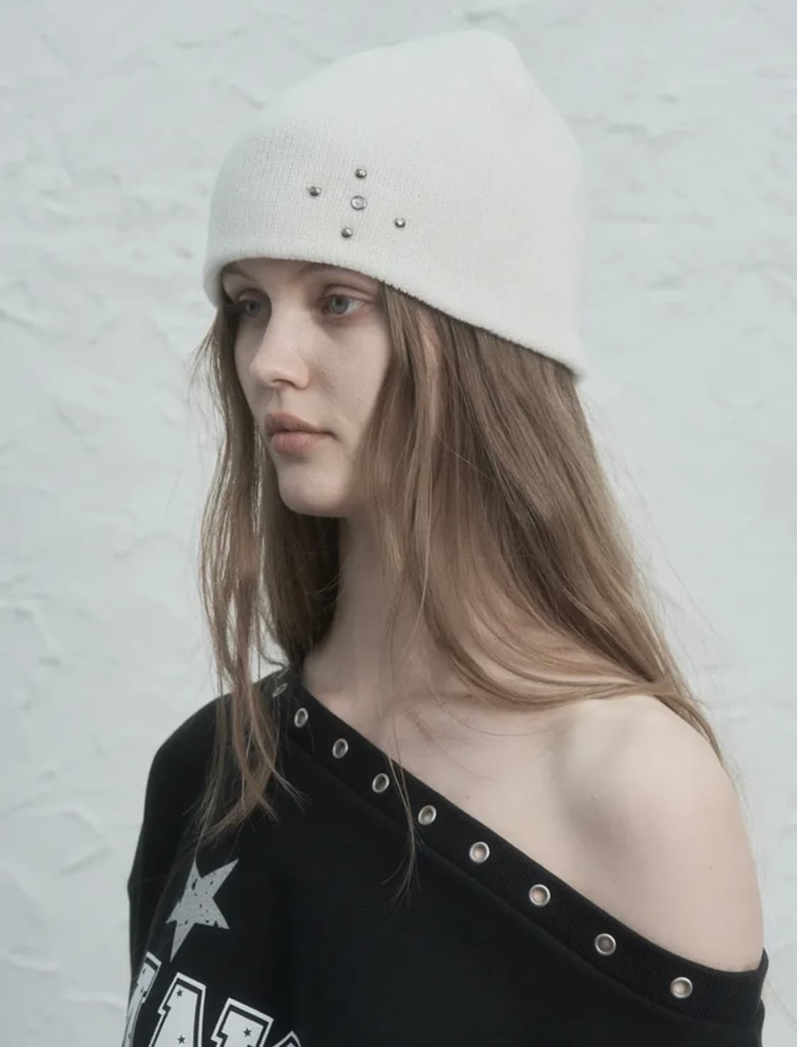 셋업이엑스이 스터드 비니 아이보리 상품이미지1