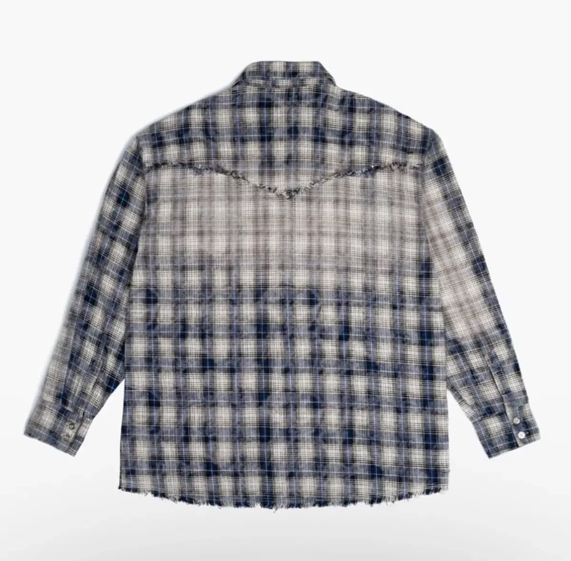 러프넥 워싱 체크 셔츠 블루 상품이미지4