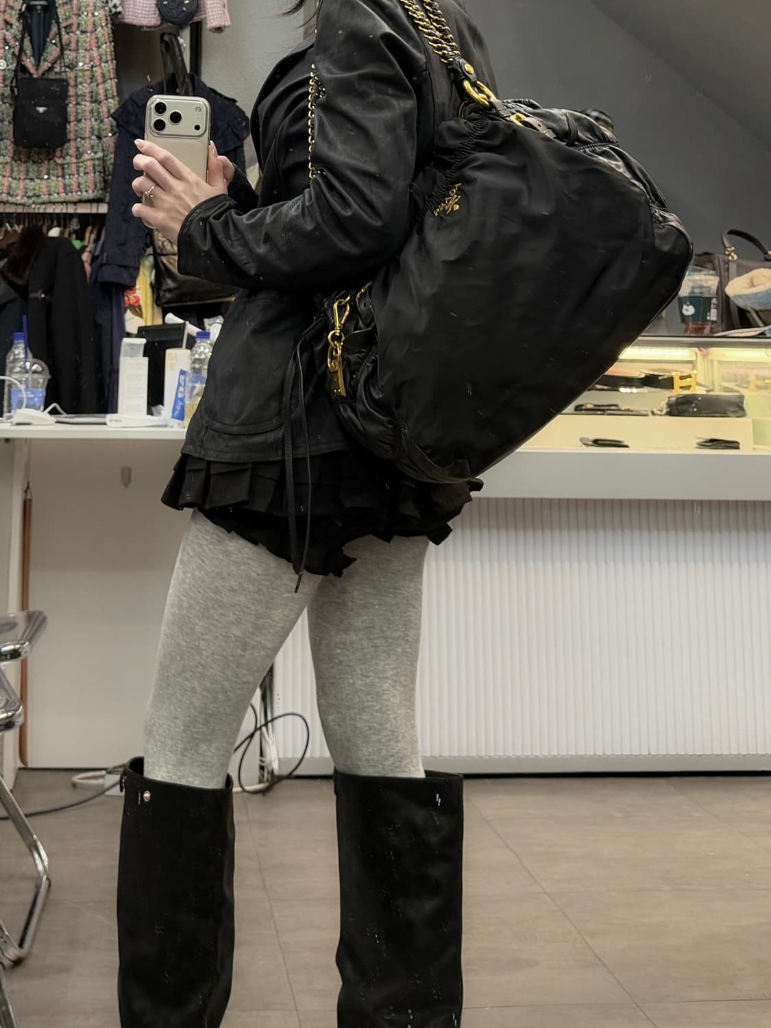 프라다 테수토 나파 고프레 체인 숄더백 상품이미지3