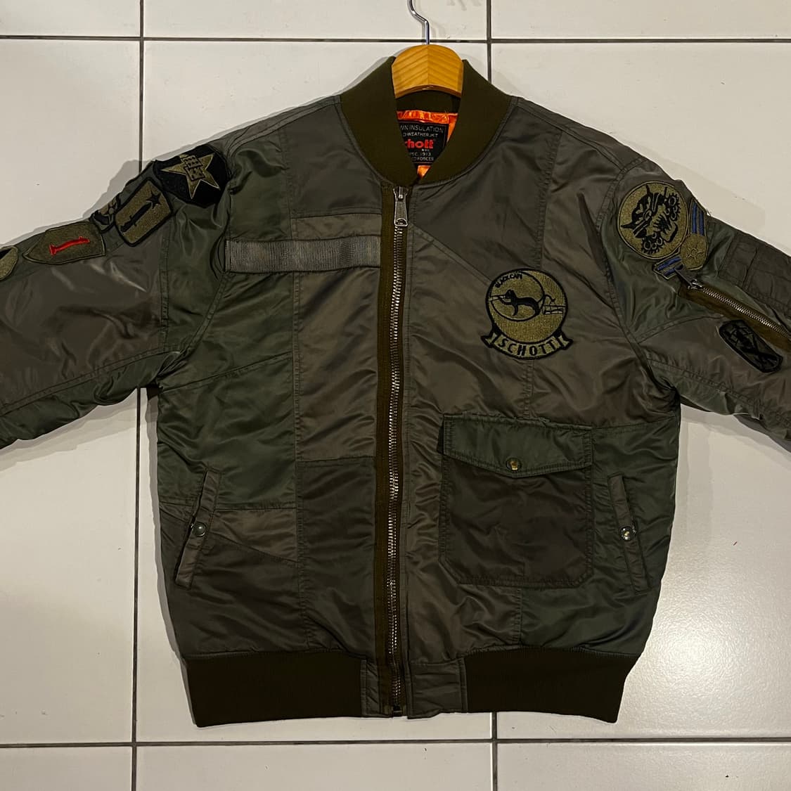 Schott 쇼트 밀리터리 패치워크 ma-1 자켓 상품이미지2