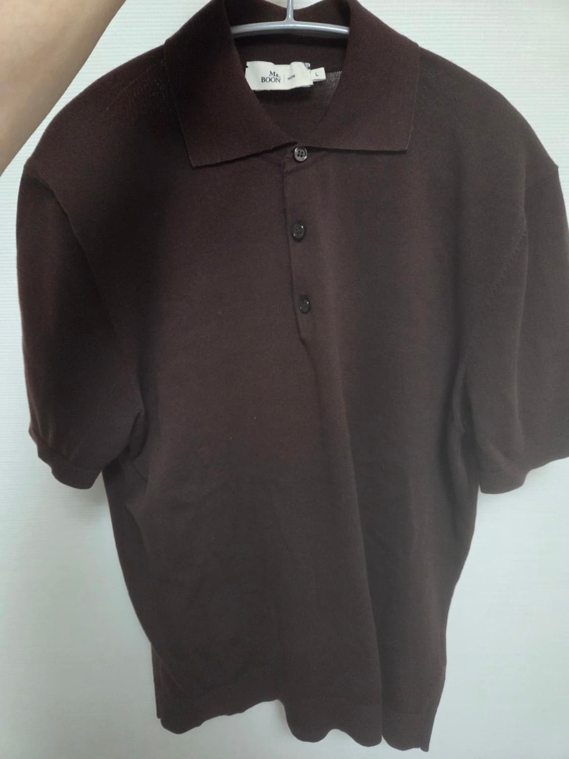 맨 온더 분 카라 반팔 니트 브라운 상품이미지2