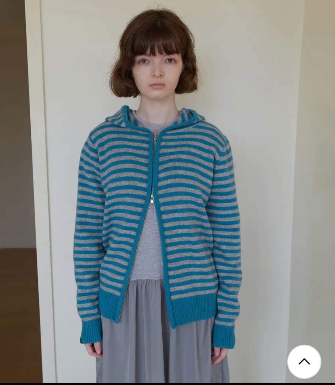 노컨텐츠 스트라이프 니트집업 민트 상품이미지1