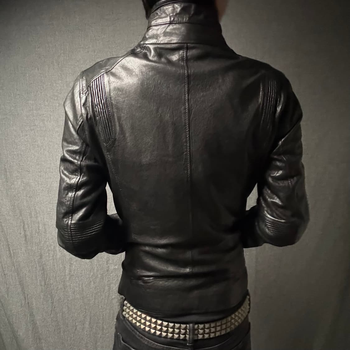 high neck ltaly lamb skin jacket 상품이미지5