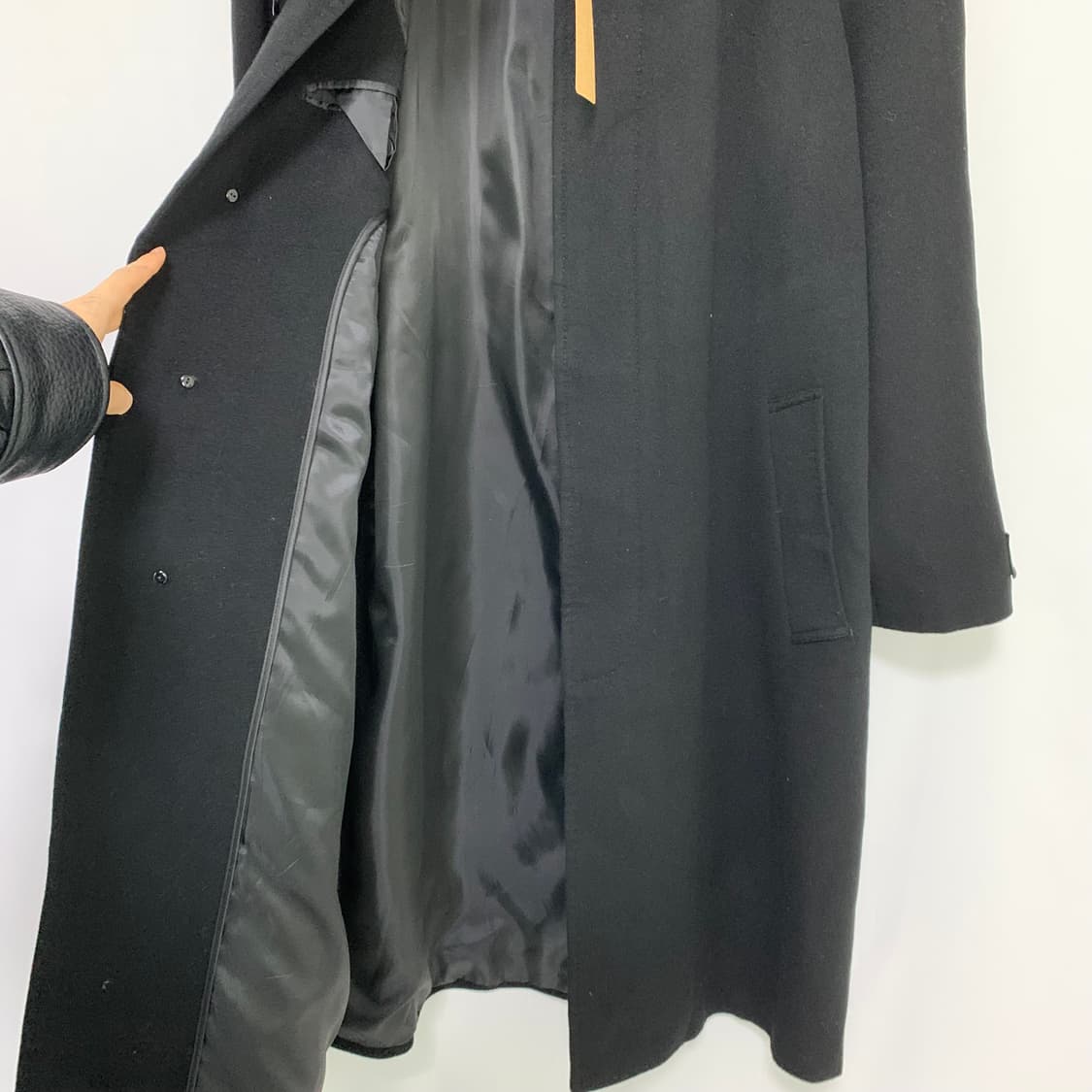 빈티지 캐시미어 100 블랙 롱 코트 남녀공용 상품이미지4