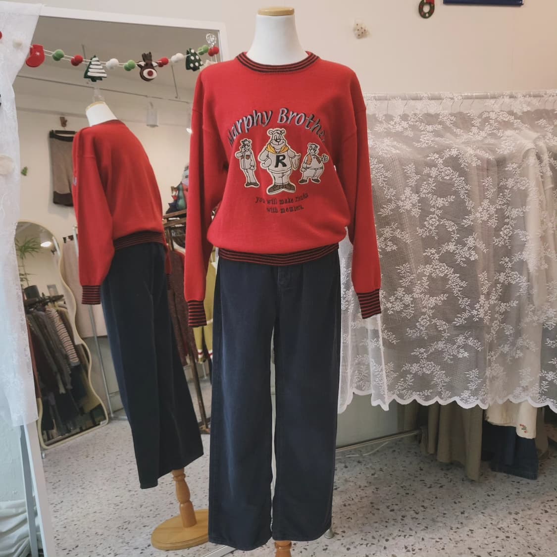 Marphy Brothers 딥레드 울100 여성 니트 상품이미지3