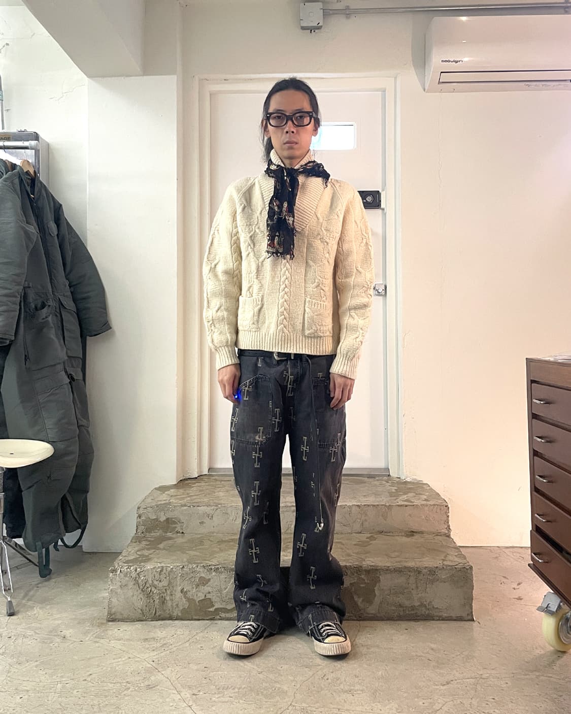 67 모터사이클 클럽 크림소다 스컬 스웨터 OS 상품이미지8