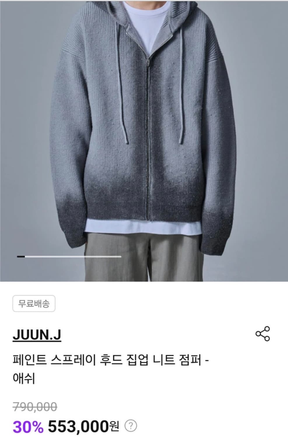 [새상품] 준지 JUUN.J [24FW] 페인트 스프레이 후드 니트 상품이미지1
