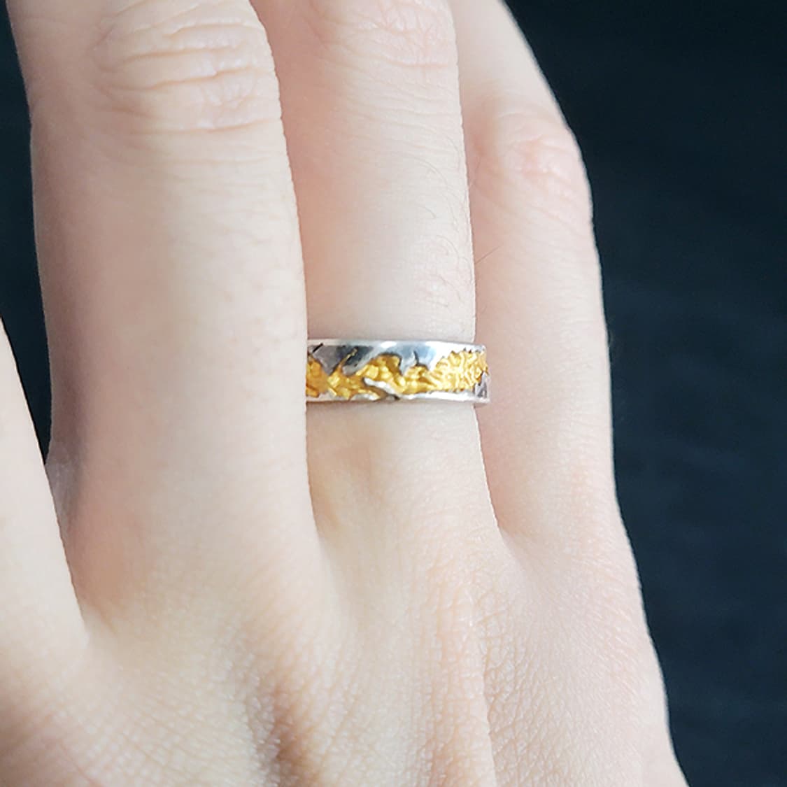 Orcal 실버 흑도금 남자 엔틱 빈티지 명품 금 크랙 반지 상품이미지5