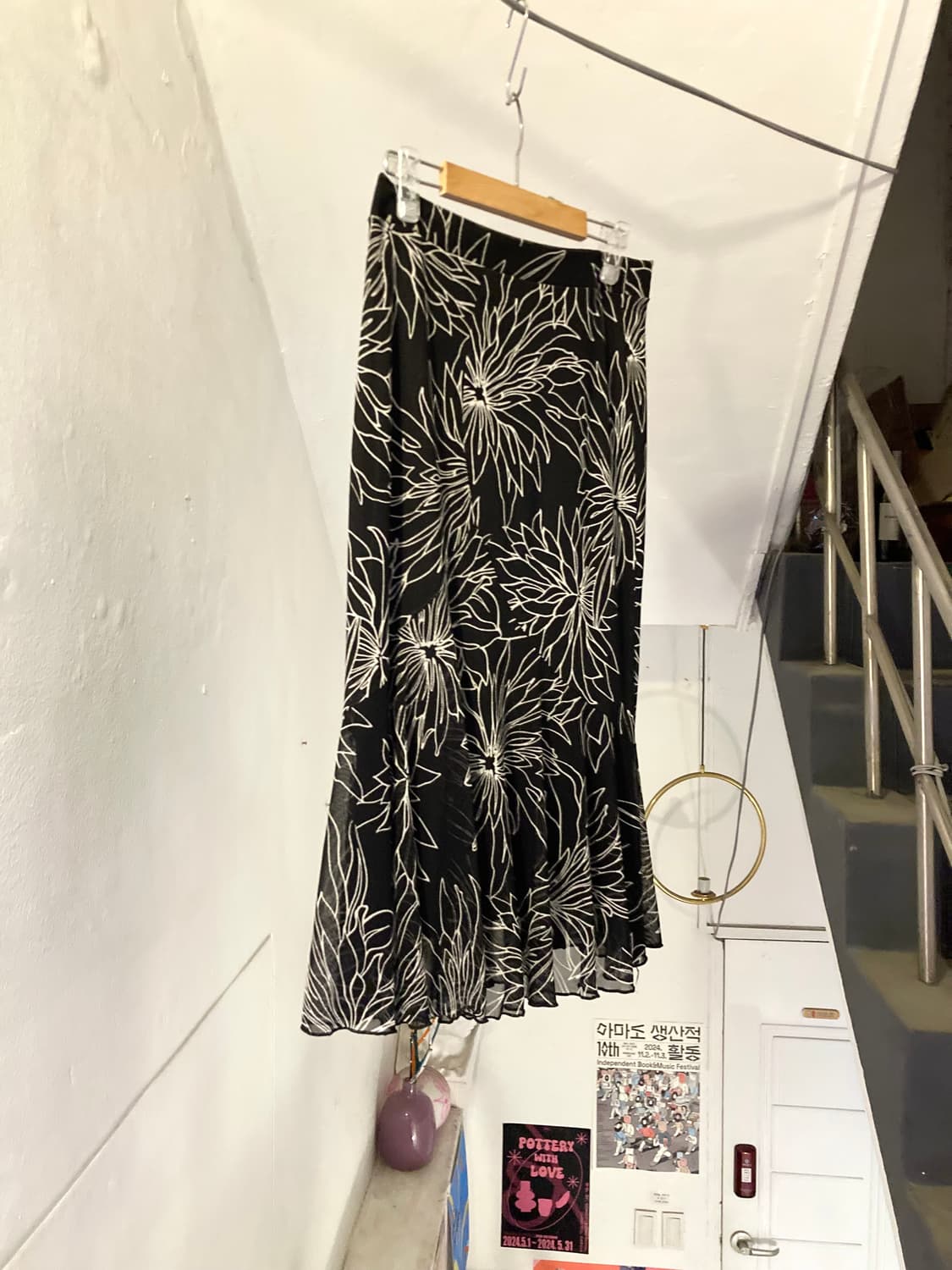 y2k 플라워 스판 미디 스커트 상품이미지4