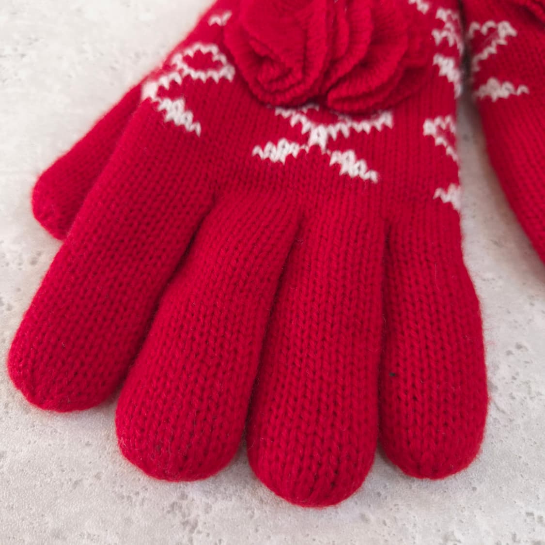 레드 로즈코사지 니트장갑 상품이미지4