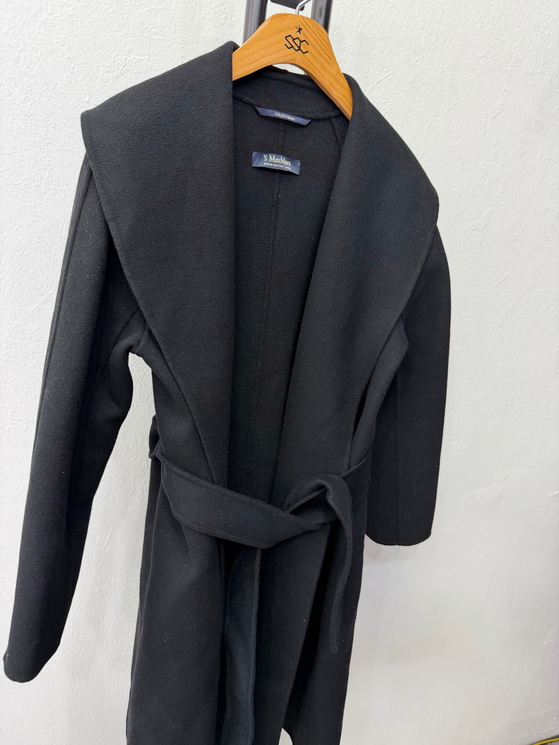 정품) 막스마라 블랙 벨티드 코트 38 상품이미지2