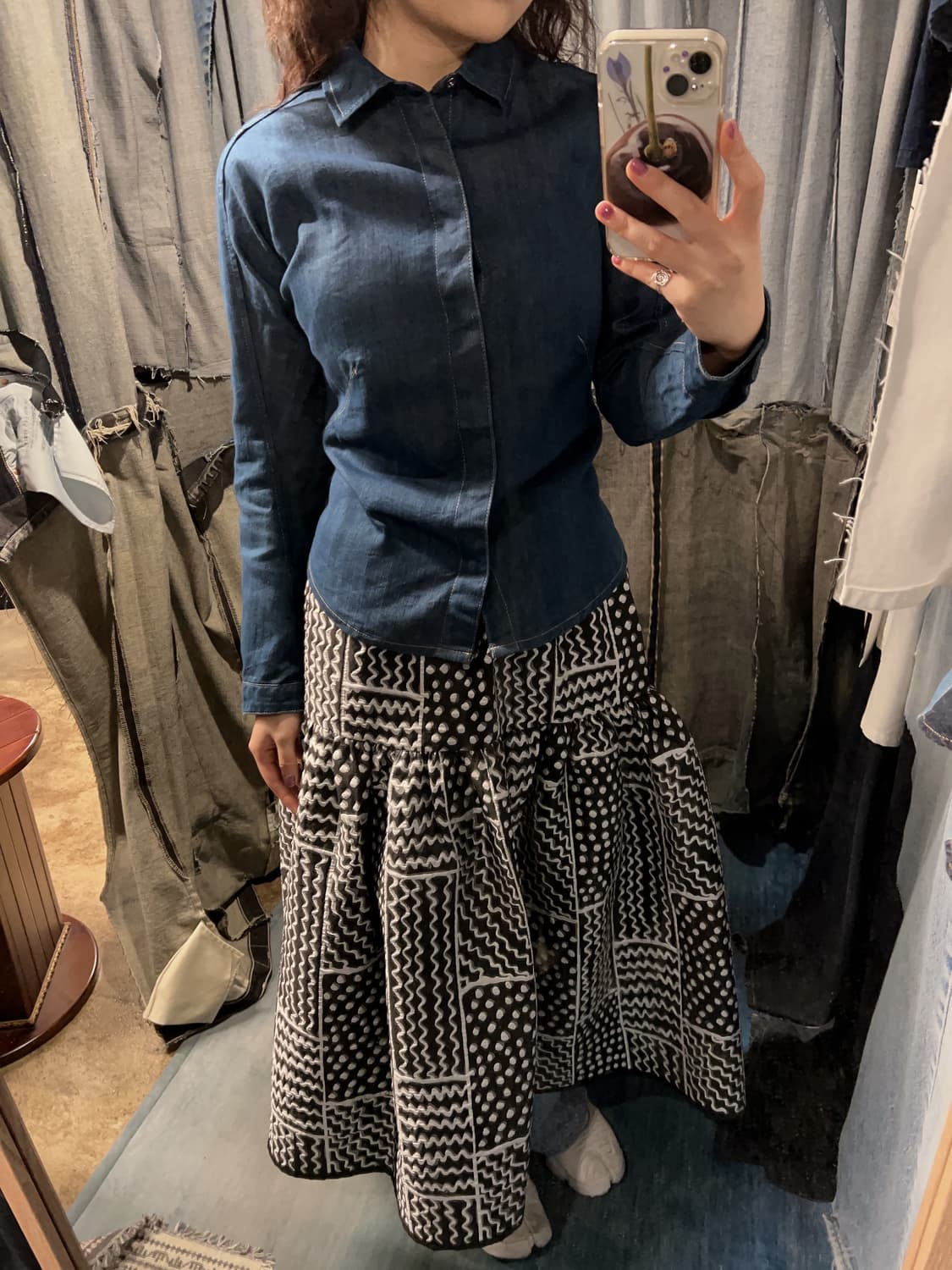 24-26 ) Mbeaute Dot&Wave Pattern Skirt 상품이미지3