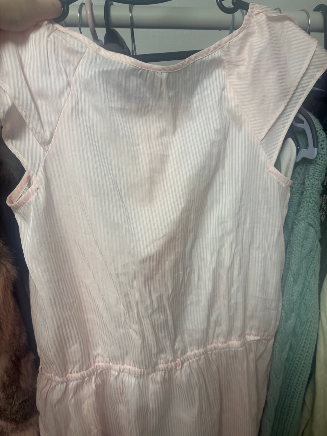 착샷⭕️) 빈티지 모리걸 레이어드 연핑크 반팔 블라우스 상품이미지4