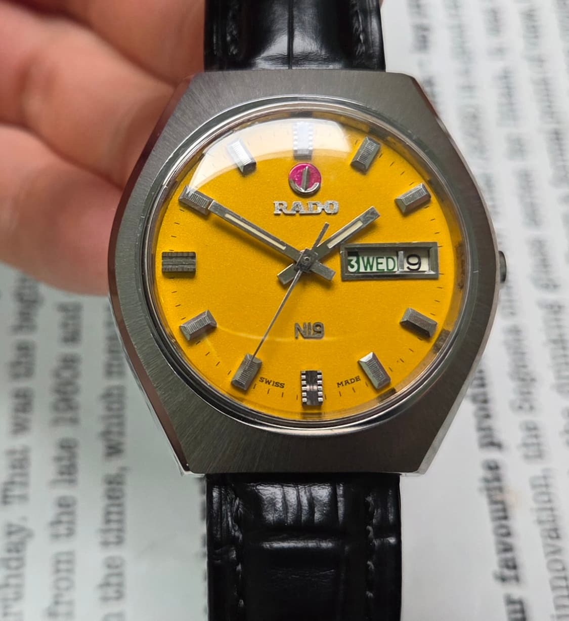 빈티지 라도 NI9 데이데이트 쿠션형 진노랭이 와이드보이 오토매틱  상품이미지1