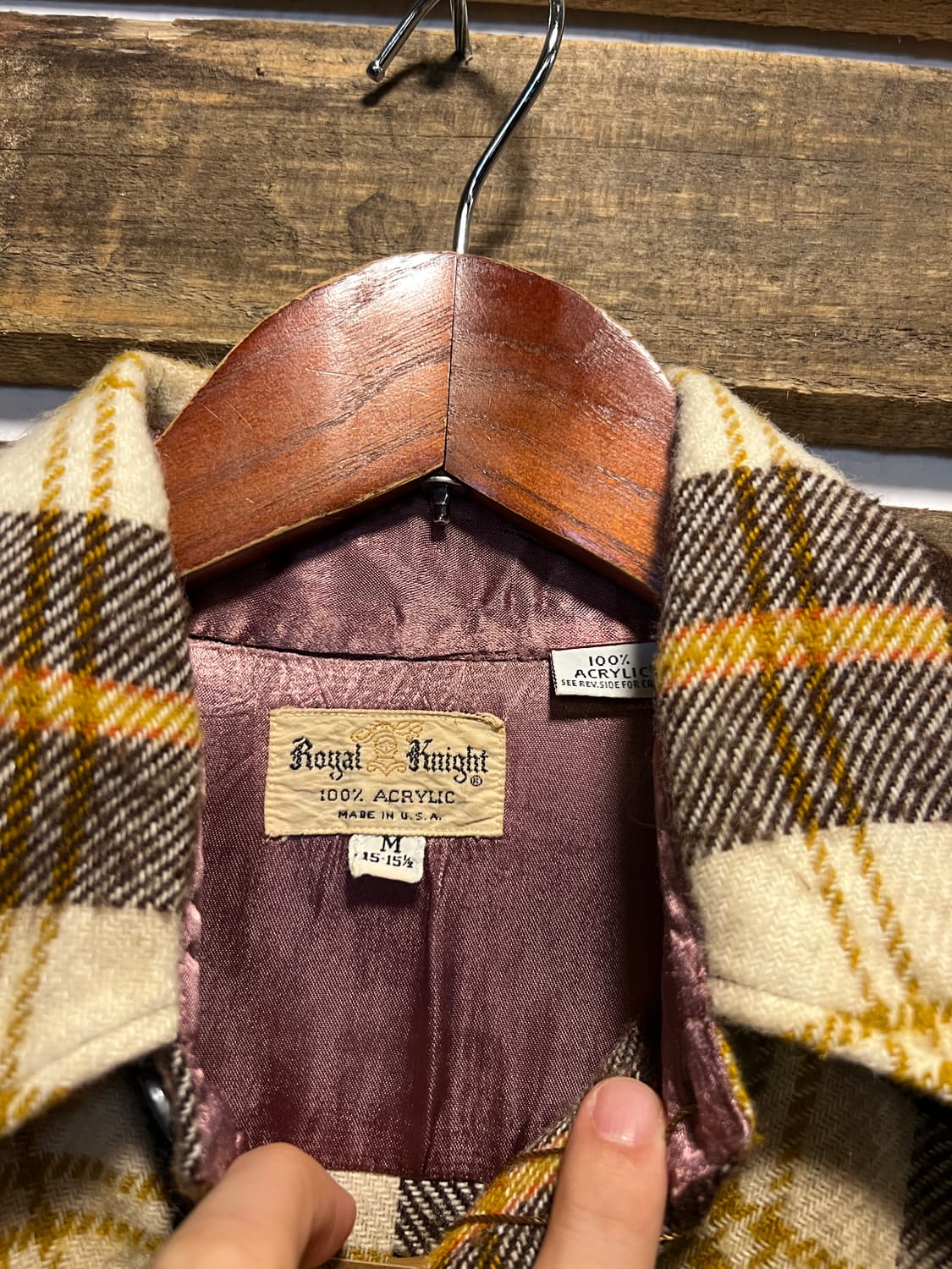 [M]70's Made in USA 브라운 타탄체크 플란넬 셔츠 상품이미지2