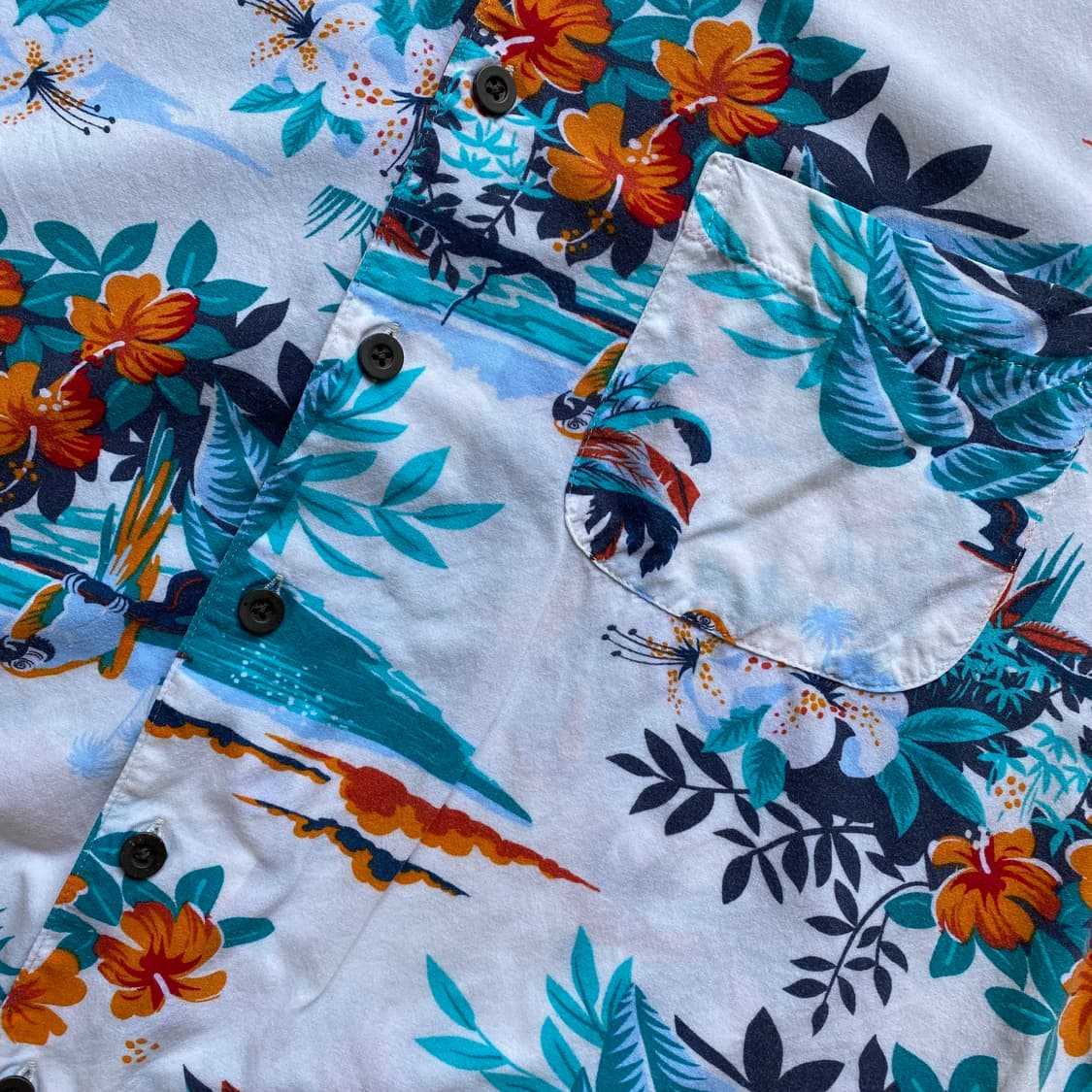 빈티지 하와이안 반팔 셔츠 화이트 상품이미지3