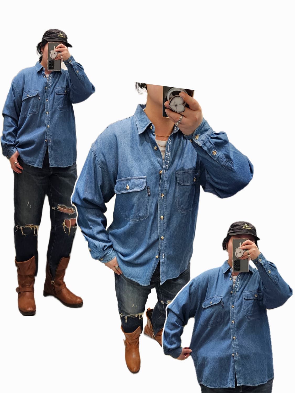 Joelle Neveu Paris 자수 언발 데님 셔츠 상품이미지1