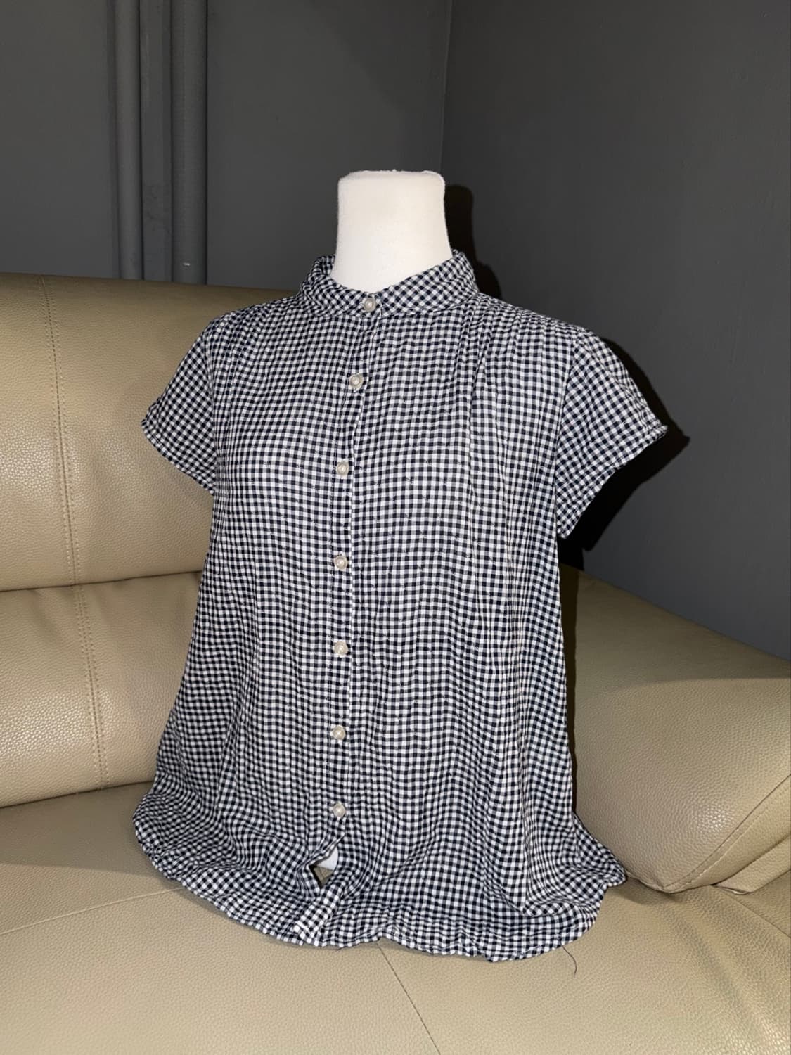 nerd navy check pattern blouse 상품이미지1
