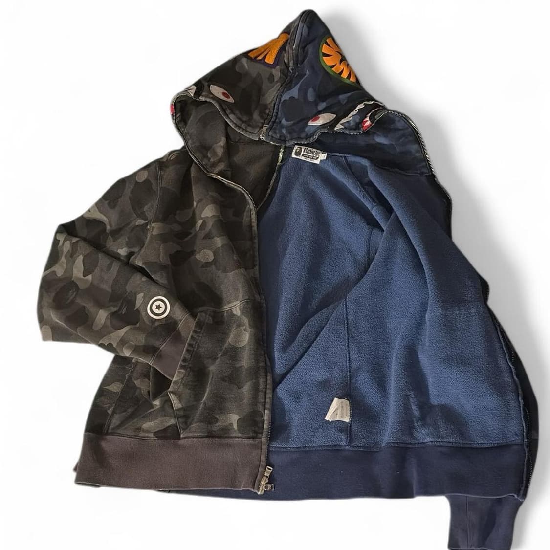 베이프 세퍼레이트 샤크 후드집업 블랙 블루 상품이미지2