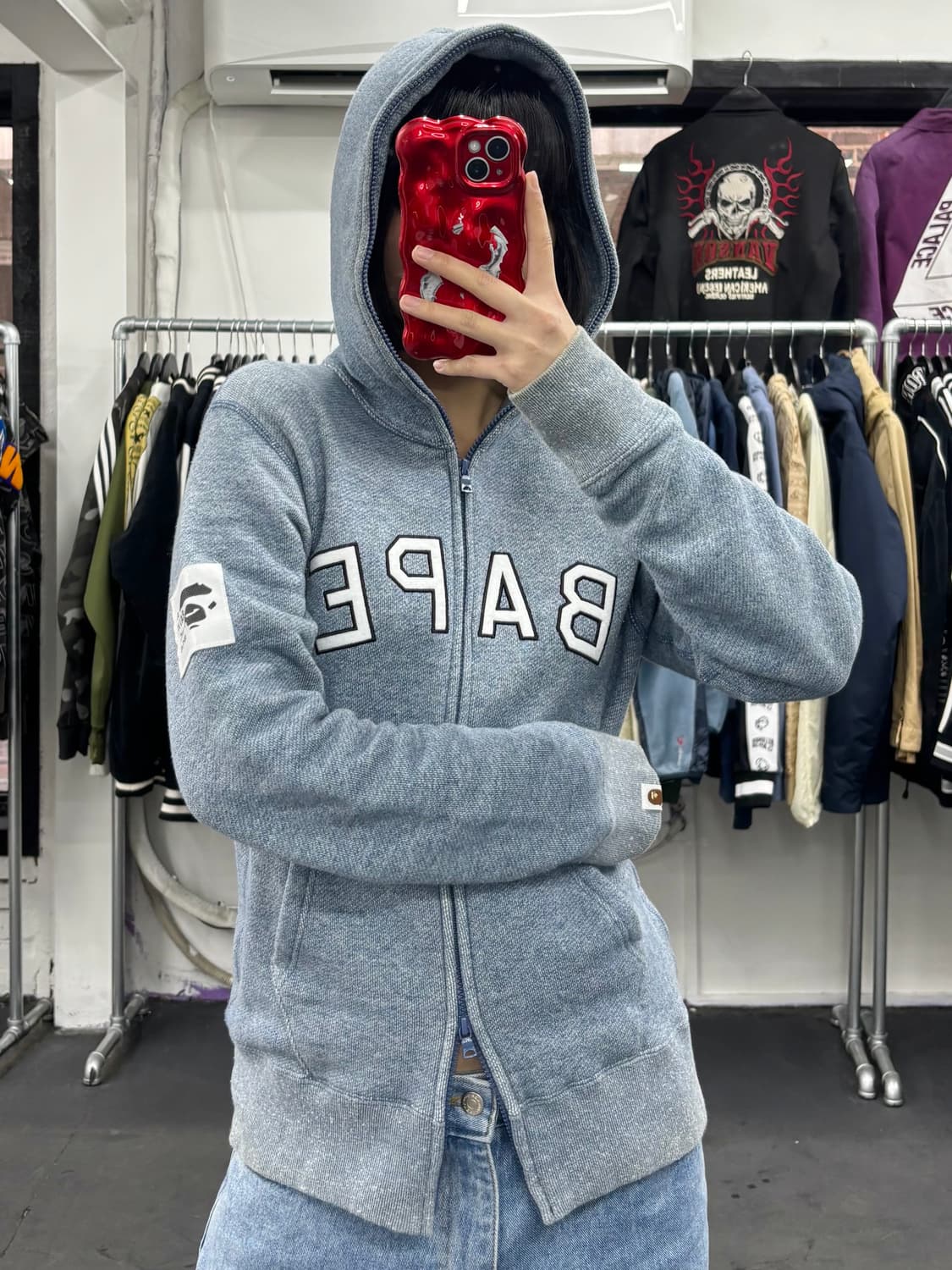 베이프 멜란지 블루 후드집업 상품이미지4