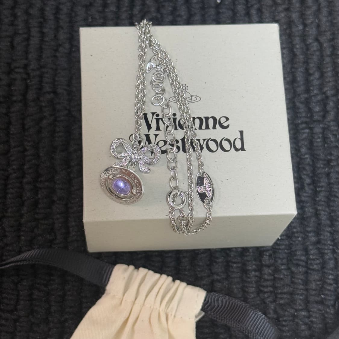 비비안웨스트우드 아카이브 리본 옥타비에 퍼플 크리스탈 3d orb 목걸 상품이미지2