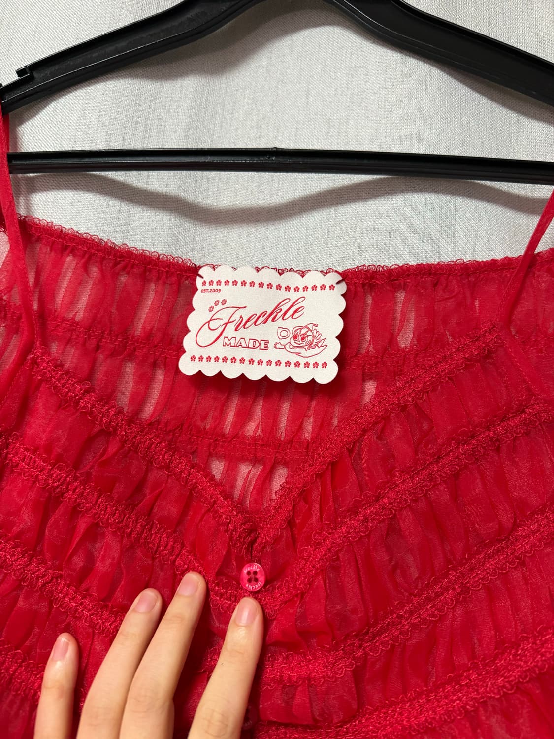 프레클 freckle 하트 포켓 미니 드레스 인 레드 상품이미지4