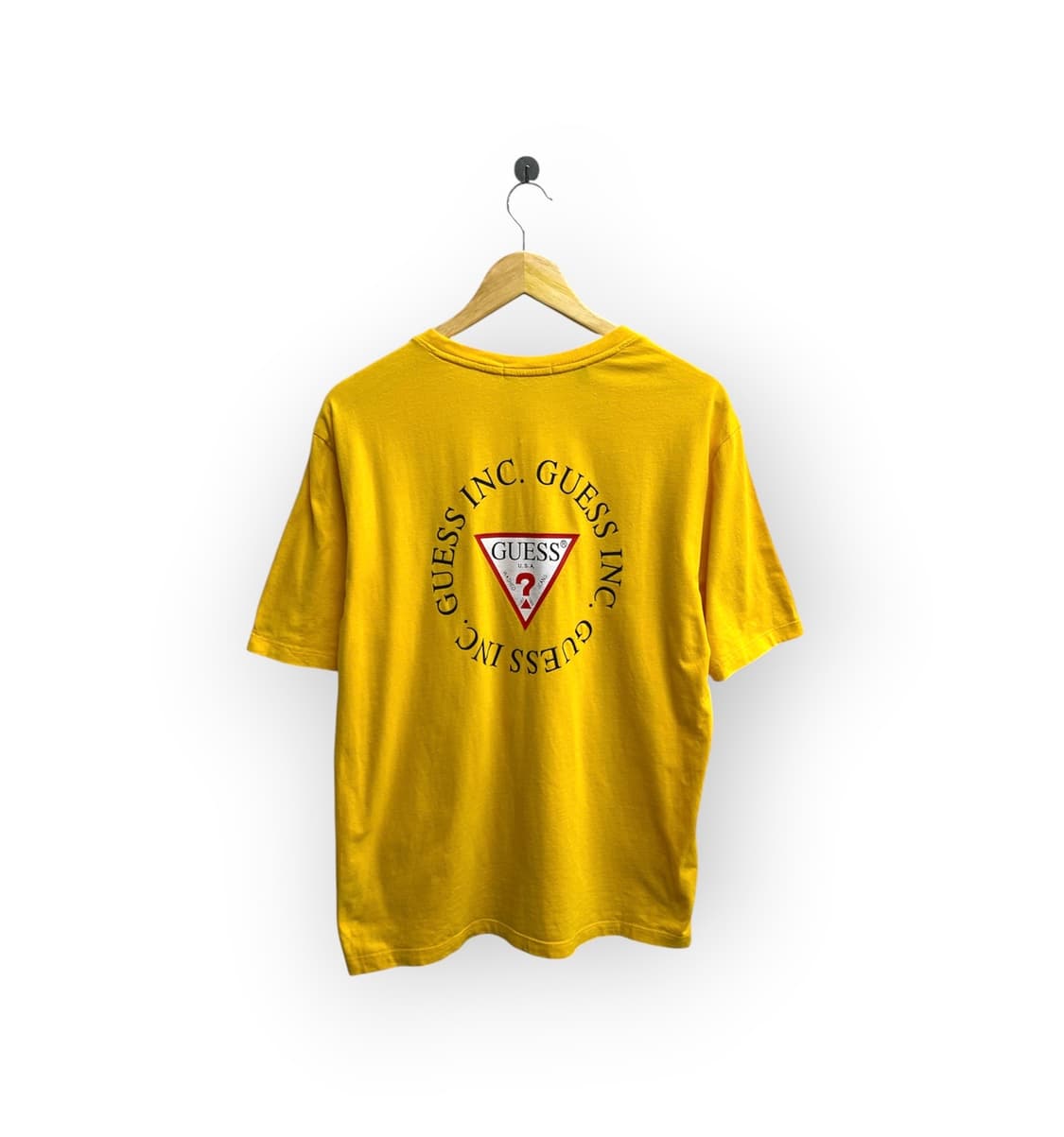 게스 GUESS 옐로우 삼각 로고 반팔티 S-M 상품이미지1