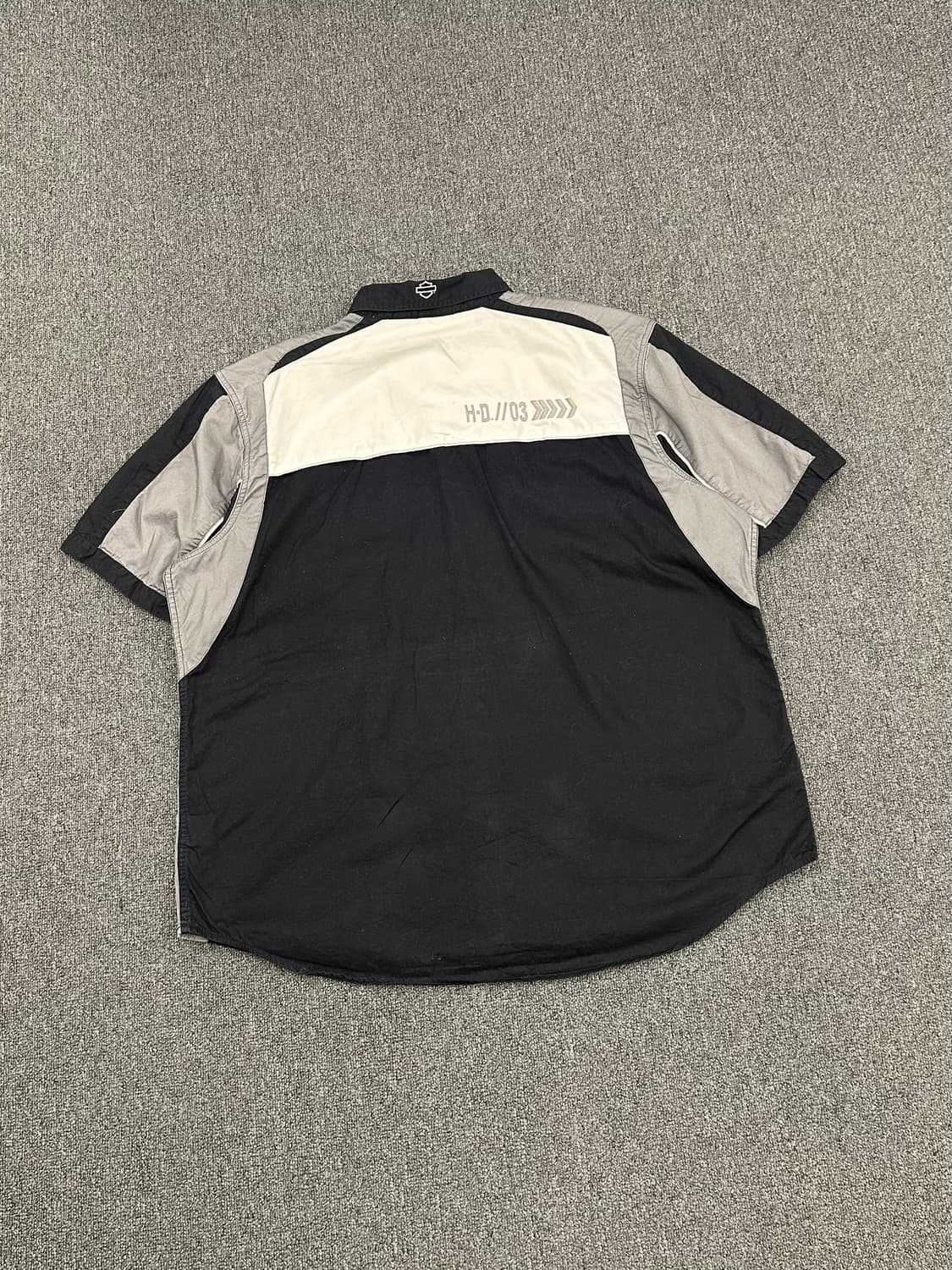 2XL)할리데이비슨 빈티지 자수 블랙&그레이 반팔 셔츠 상품이미지5